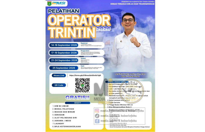 Bupati Andi Rudi Latif Buka Pelatihan Operator Trintin 2026, Gratis!